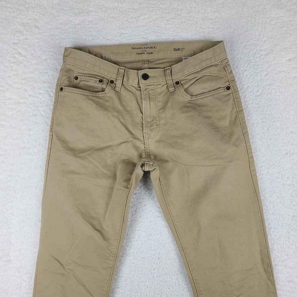 Banana Republic Travel‎ Jean Pants Mens 30x30 Beige Tan Slim Fit  Chino Khakis